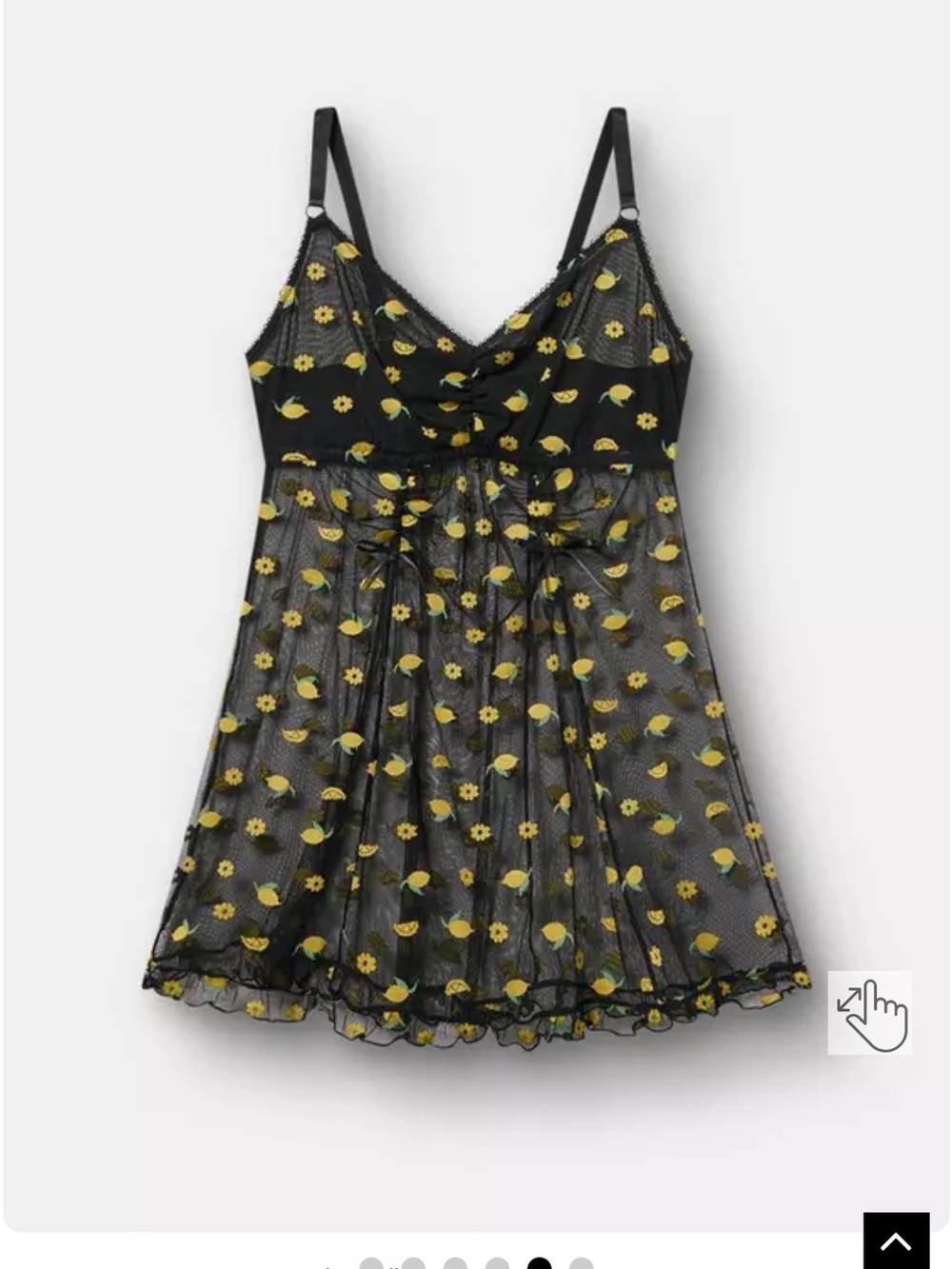 Torrid Pretty Lemons Fit and Flare Wireless Black Mesh Babydoll Dress